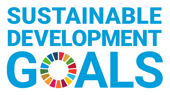 Logo der Sustainable Development Goals der Vereinten Nationen mit buntem Farbkreis im Schriftzug